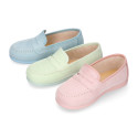 Serratex kids Moccasin shoes with detail mask design in pastel colors.