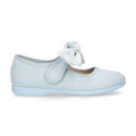 Serratex canvas Girl Mary Jane shoes with vichy bow in pastel colors.