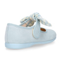 Serratex canvas Girl Mary Jane shoes with vichy bow in pastel colors.