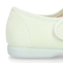 Serratex canvas Girl Mary Jane shoes with vichy bow in pastel colors.