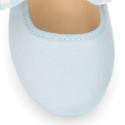 Serratex canvas Girl Mary Jane shoes with vichy bow in pastel colors.