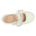 Serratex canvas Girl Mary Jane shoes with vichy bow in pastel colors.