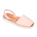 EXTRA SOFT leather kids Menorquina sandals with rear strap and white soles.