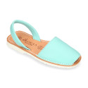 EXTRA SOFT leather kids Menorquina sandals with rear strap and white soles.