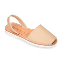 EXTRA SOFT leather kids Menorquina sandals with rear strap and white soles.