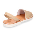 EXTRA SOFT leather kids Menorquina sandals with rear strap and white soles.