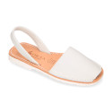 EXTRA SOFT leather kids Menorquina sandals with rear strap and white soles.