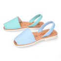 EXTRA SOFT leather kids Menorquina sandals with rear strap and white soles.