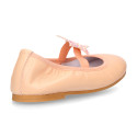 Soft Nappa leather Girl Ballet flat shoes with elastic band with star design.