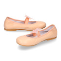 Soft Nappa leather Girl Ballet flat shoes with elastic band with star design.