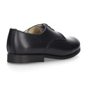 Nappa leather Kids Laces up shoes for ceremony in navy blue color.
