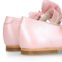 PRE-ORDER. Ceremony Mary Jane shoes in nappa leather in powder pink with tulle flower.