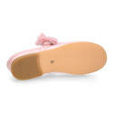 PRE-ORDER. Ceremony Mary Jane shoes in nappa leather in powder pink with tulle flower.