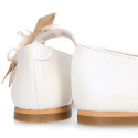 PRE-ORDER. Ceremony Mary Jane shoes in nappa leather in ivory color with craft flower.