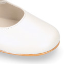 PRE-ORDER. Ceremony Mary Jane shoes in nappa leather in ivory color with craft flower.