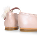 PRE-ORDER. Ceremony Mary Jane shoes in nappa leather in nude color with plumeti flower.