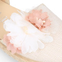 Ivory Linen canvas girl espadrille shoes for CEREMONIES with flower design.