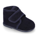 Little kids corduroy home bootie shoes laceless.