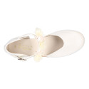 PRE-ORDER. Ceremony Mary Jane shoes in nappa leather in ivory color with flowers.