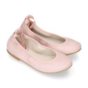 PRE-ORDER. Pastel colors soft suede leather Girl Ballet flat shoes dancer style with elastic bands.