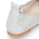 PRE-ORDER. Pastel colors soft suede leather Girl Ballet flat shoes dancer style with elastic bands.