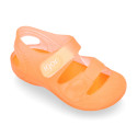 Jelly shoes with hook and loop strap for the Beach and Pool.