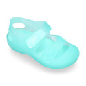 Jelly shoes with hook and loop strap for the Beach and Pool.