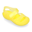 Jelly shoes with hook and loop strap for the Beach and Pool.