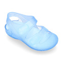 Jelly shoes with hook and loop strap for the Beach and Pool.