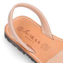 EXTRA SOFT nappa leather kids Menorquina sandals with rear strap.