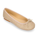 Classic ballet flats in CEREMONY LINEN to dress with adjustable bow.