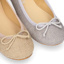 Classic ballet flats in CEREMONY LINEN to dress with adjustable bow.