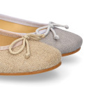 Classic ballet flats in CEREMONY LINEN to dress with adjustable bow.