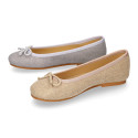 Classic ballet flats in CEREMONY LINEN to dress with adjustable bow.