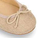 Classic ballet flats in CEREMONY LINEN to dress with adjustable bow.