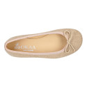 Classic ballet flats in CEREMONY LINEN to dress with adjustable bow.