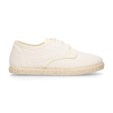 IVORY LINEN canvas kids Bamba espadrille type shoes.