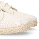 IVORY LINEN canvas kids Bamba espadrille type shoes.