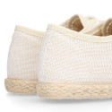 IVORY LINEN canvas kids Bamba espadrille type shoes.