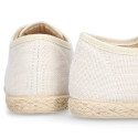 IVORY LINEN canvas kids Bamba espadrille type shoes.