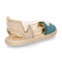 Cotton and linen canvas espadrille shoes Goyesca style with crossed ties in pastel colors.