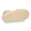 Cotton and linen canvas espadrille shoes Goyesca style with crossed ties in pastel colors.