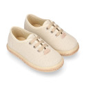 Linen canvas Laces up style espadrille shoes in colors.