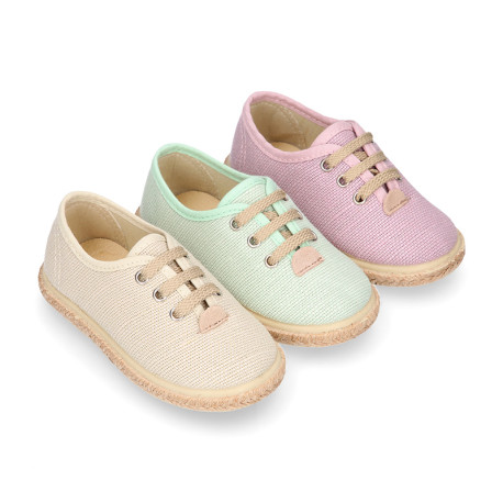 Linen canvas Laces up style espadrille shoes in colors.