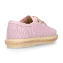 Linen canvas Laces up style espadrille shoes in colors.