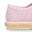 Linen canvas Laces up style espadrille shoes in colors.