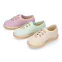 Linen canvas Laces up style espadrille shoes in colors.