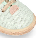 Linen canvas Laces up style espadrille shoes in colors.