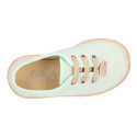 Linen canvas Laces up style espadrille shoes in colors.