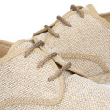 Linen kids laces up shoes espadrille style in sand color.